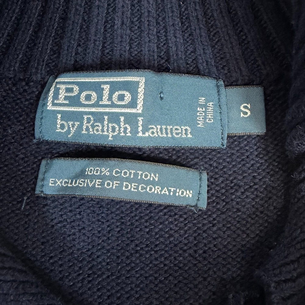Vintage Polo Ralph Lauren Sweater Mens Small Blue Mock Neck Button - Picture 2 of 6